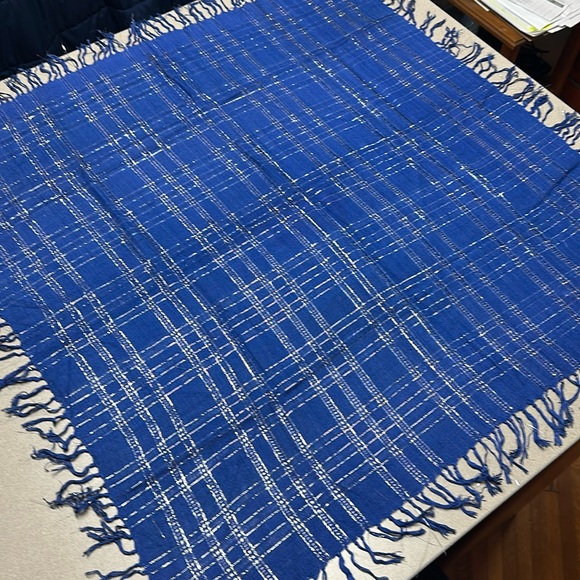 Beautiful royal blue square 31” by 31” table topper, shawl, or scarf. You decide - Picture 2 of 12